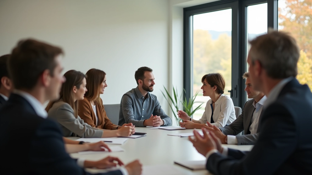 Interaktive Schulung in Konfliktnavigation mit engagierten Teilnehmern in modernem Trainingsraum