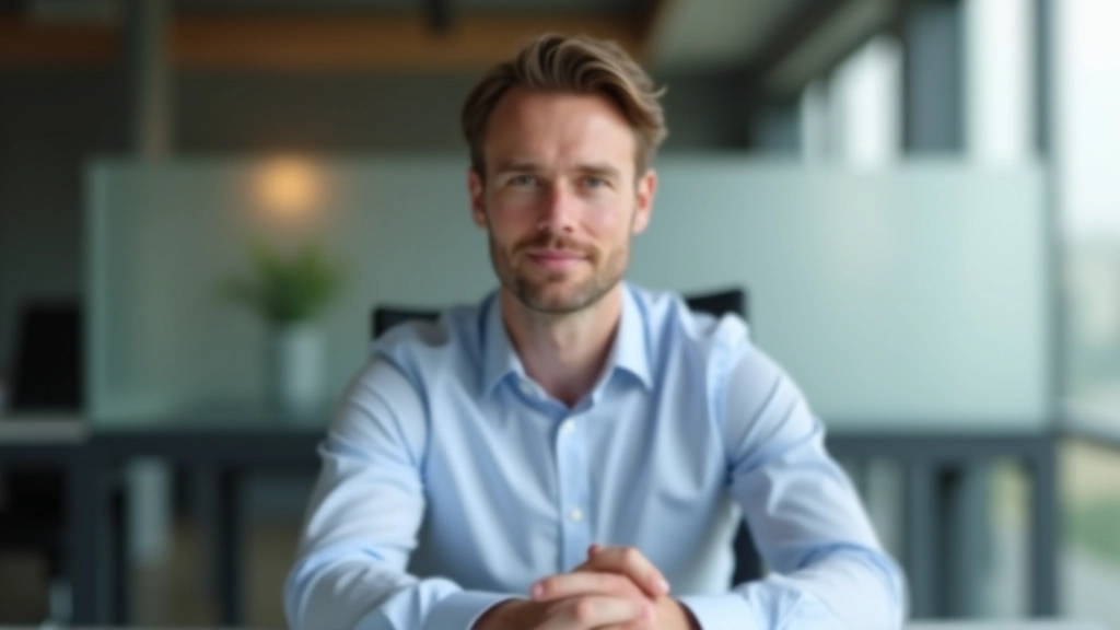 Person sitzt ruhig am Tisch mit entspanntem Gesichtsausdruck und offener Körperhaltung