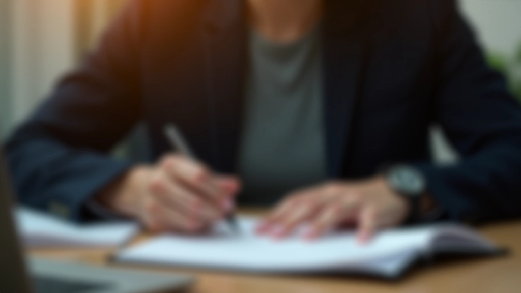 Person schreibt Notizen während eines Gesprächs, konzentriert, mehrere Notizzettel auf dem Tisch