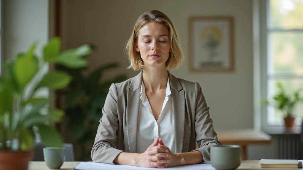 Grafische Illustration einer Person, die tief atmet, mit visuellen Elementen, die den Atemfluss zeigen, beruhigende Farbtöne